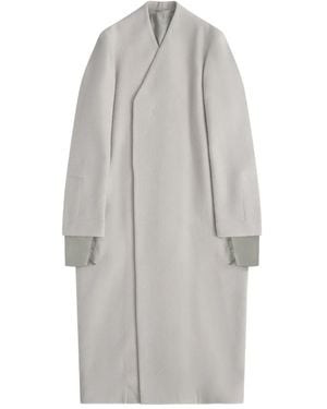 Rick Owens V-Neck Wool Coat - Gray