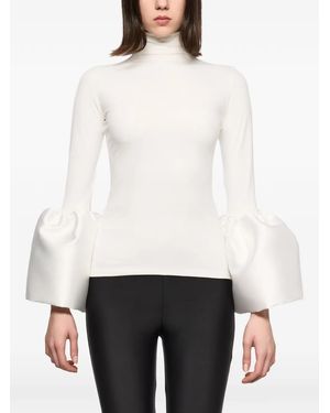 Atu Body Couture High-Neck Bell-Sleeve Top - White