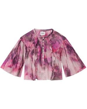 Isabel Marant Veelia Ruffled Buttoned Blouse - Purple
