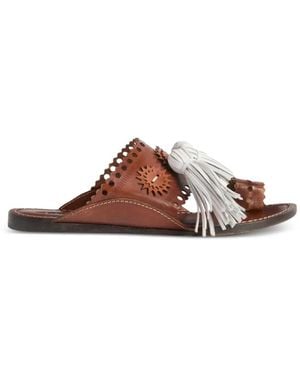 La DoubleJ Sandy Slides With Tassels - Brown