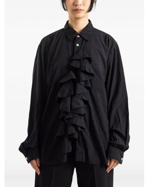 Comme des Garçons Oversized Ruffled Jabot Cotton Shirt - Black
