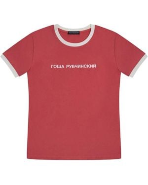 Gosha Rubchinskiy Logo-Print Contrast-Trim T-Shirt - Red