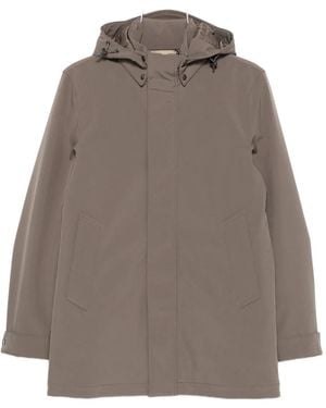 Woolrich Hooded Buttoned Coat - Brown