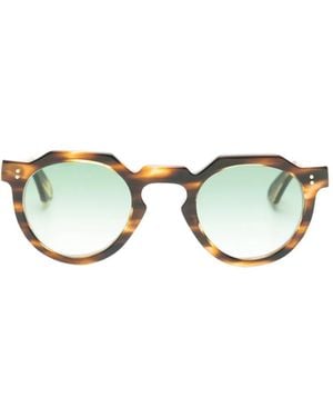 Lesca Crown Panto Geometric-Frame Sunglasses - Metallic