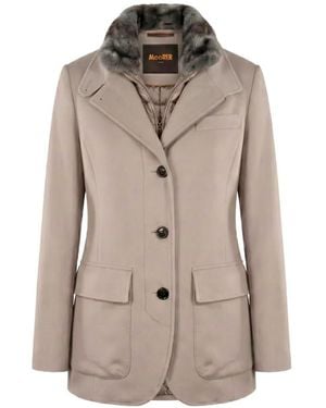 Moorer Fur-Trim Gilet-Insert Jacket - Natural