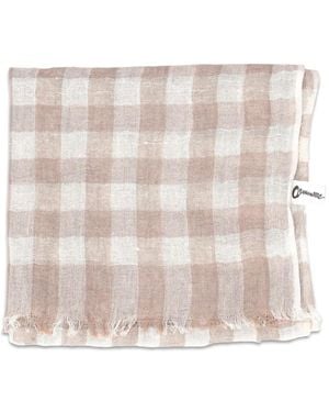 LA ROSE Gingham-Frayed Scarf - Natural