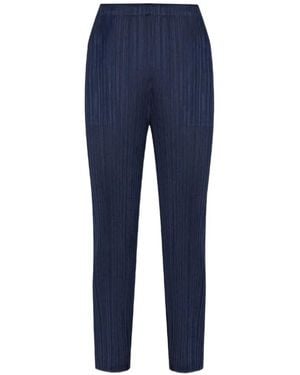 Pleats Please Issey Miyake Plissé-Effect Trousers - Blue