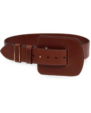 Chloé Max Oversized-Buckle Leather Belt - Brown