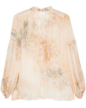CAMILLA Floral-Print Blouse - Natural