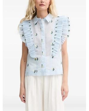 Munthe Must Pleated-Ruffle Shirt - Blue