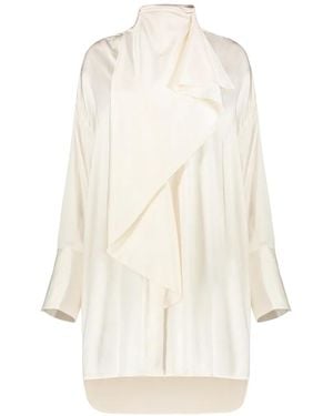 Ellery Flounced High-Collar Dress - White