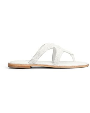 Fusion Bead-Embellished Sandals - White