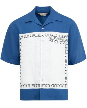 Marni Echoes-Print Shirt - Blue