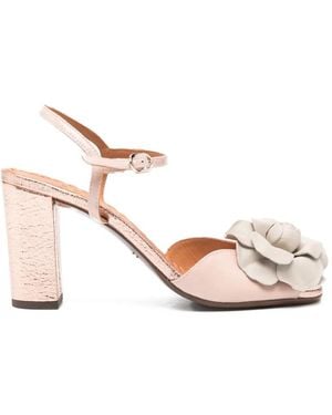 Chie Mihara Biuty Flower Block-Heel Sandals - Pink