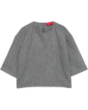 Thelatest Dulce Round-Neck Top - Grey