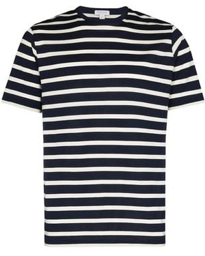 Sunspel ストライプ Tシャツ - ブルー