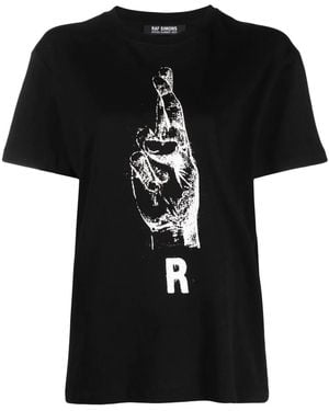 Raf Simons T-Shirt Met Print - Zwart