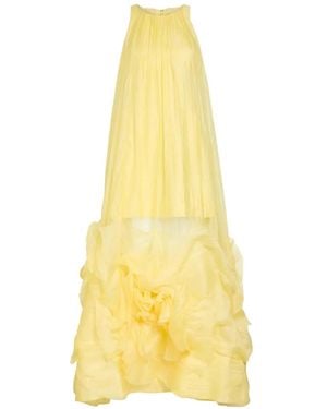 Aje. Ecliptica Crinkled-Ruffled Maxi Dress - Yellow