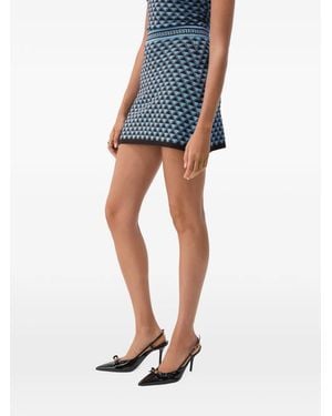 Versace Greca-Waistband Geometric-Pattern Mini Skirt - Blue