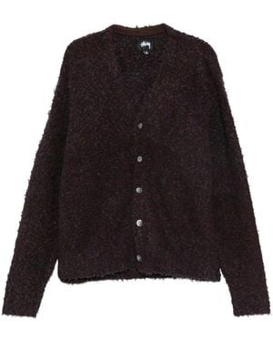 Stussy Cardigan En Maille Tressée À Col V - Black