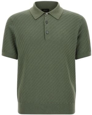 Brioni Textured Weaving Polo Shirt - Green