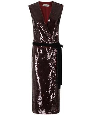 Alberta Ferretti Sequin-Embellished Belted Midi Dress - White