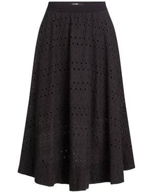 Karl Lagerfeld Broderie-Anglaise Midi Skirt - Black