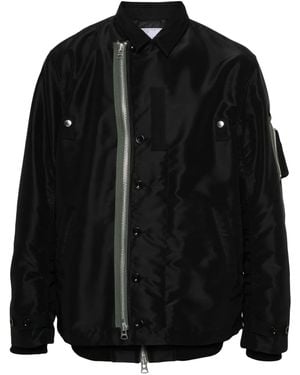 Sacai Contrasting-Trim Layered Bomber Jacket - Black
