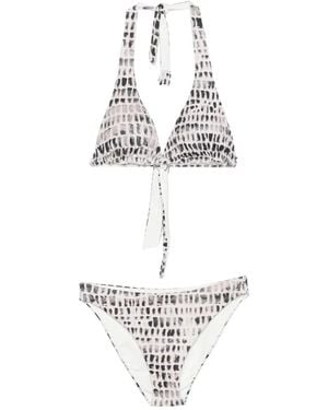 Fisico Gemusterter Neckholder-Bikini - Weiß