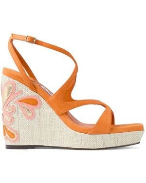 Jimmy Choo Ayla Floral-Appliqué Espadrilles - Orange
