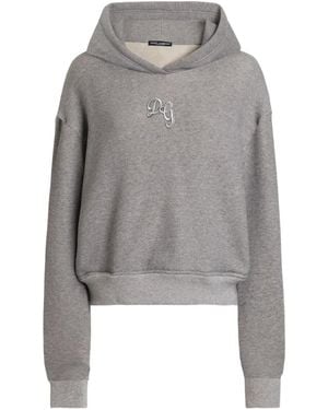 Dolce & Gabbana Logo-Embroidered Hoodie - Gray