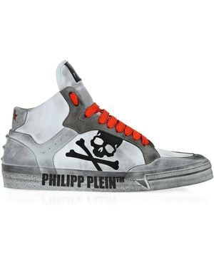 Philipp Plein Skull-Motif Hi-Top Trainers - Grey
