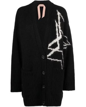 N°21 Intarsia-Star Cardigan - Black