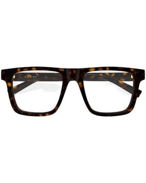 Gucci Tortoiseshell-Effect Square-Frame Glasses - Black