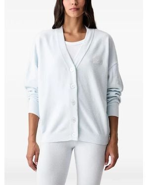 Guess Aria Logo-Embroidered V-Neck Cardigan - White