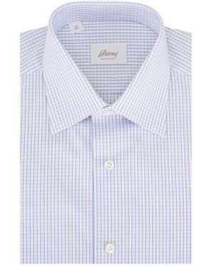 Brioni Checked-Pattern Shirt - Blue