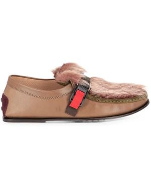 Tod's Faux-Fur Buckle Loafers - Pink