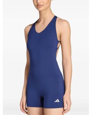 adidas Criss-Cross Straps Logo-Print Onesie - Blue