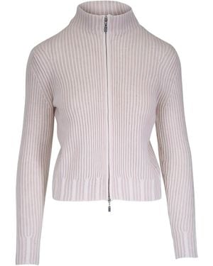 Kinross Cashmere Cardigan Zippé En Maille Côtelée - Neutre