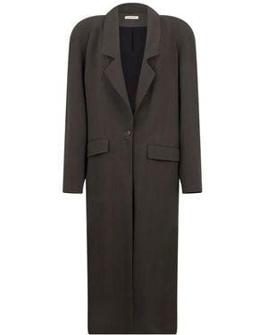 The Mannei Single-Breasted Padded-Shoulder Coat - Black