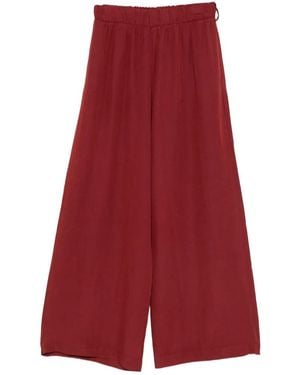 MOUTAKI Elasticated-Waist Cropped Palazzo Trousers - Red
