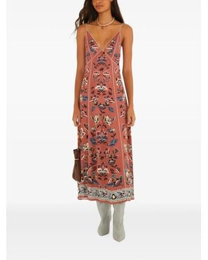 FARM Rio Vestido Midi Floral Beauty Tapestry - Blanco