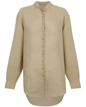 Cortana Raoul Blouse Met Bandkraag - Naturel