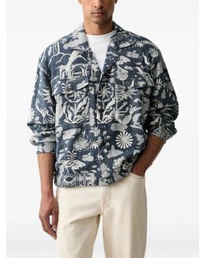 Scotch & Soda Jacquard-Patterned Button-Up Jacket - Blue