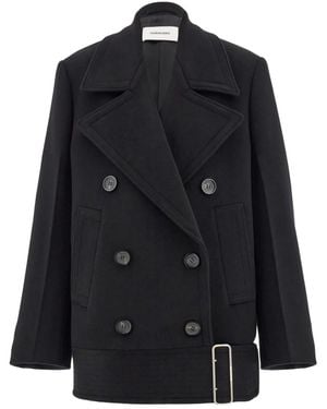 Ferragamo Brushed-Finish Peacoat - Black