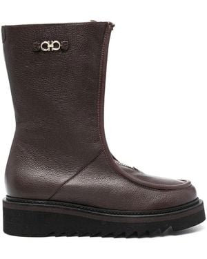 Ferragamo Gancini-Plaque Ankle Boots - Brown