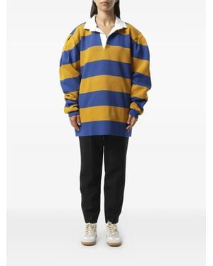 Marc Jacobs Oversized Pleated Striped Jersey Shirt - Blue