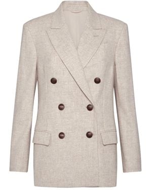 Brunello Cucinelli Twill Flannel Blazer - Natural
