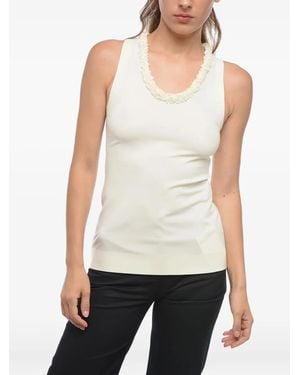 Jil Sander Embellished-Neckline Tank Top - White