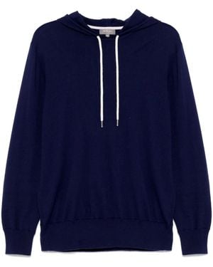 N.Peal Cashmere Cotton Cash Silk Hoodie - Blue